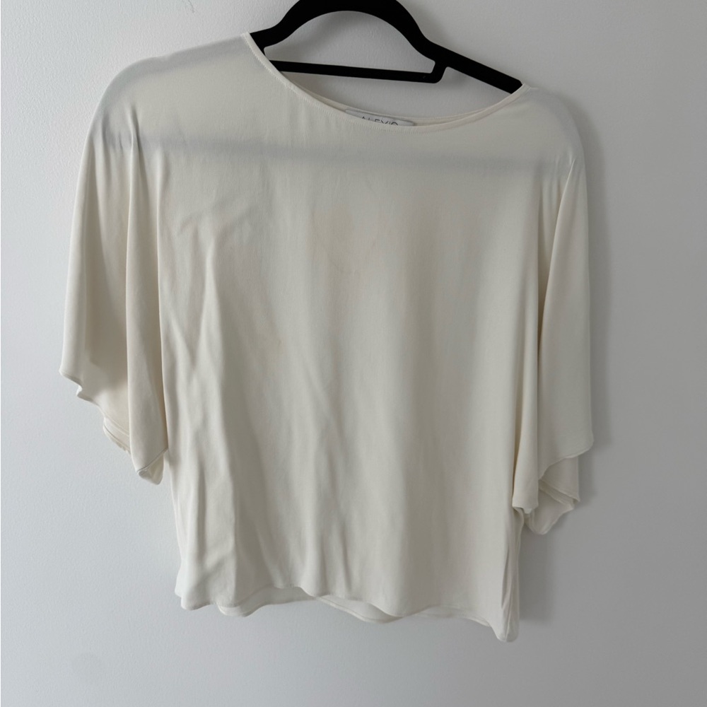 Alexis Cream Flutter-Sleeve Short-Sleeve Top